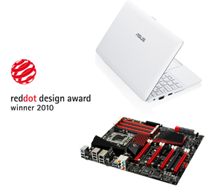 ASUS primeşte noi distincţii Red Dot Design pentru placa de bază ROG Rampage III Extreme, laptopurile consumer şi netbook-urile Eee PC