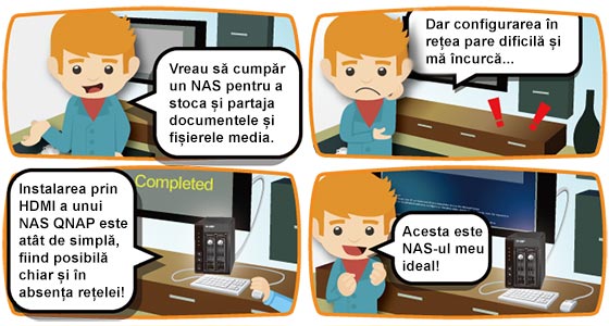 QNAP oferă în premieră configurarea unui NAS prin HDMI