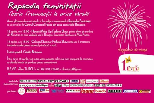 RAPSODIA FEMINITATII revine la Centrul Comercial Feeria, sarbatorind un AN de la deschiderea acestei locatii